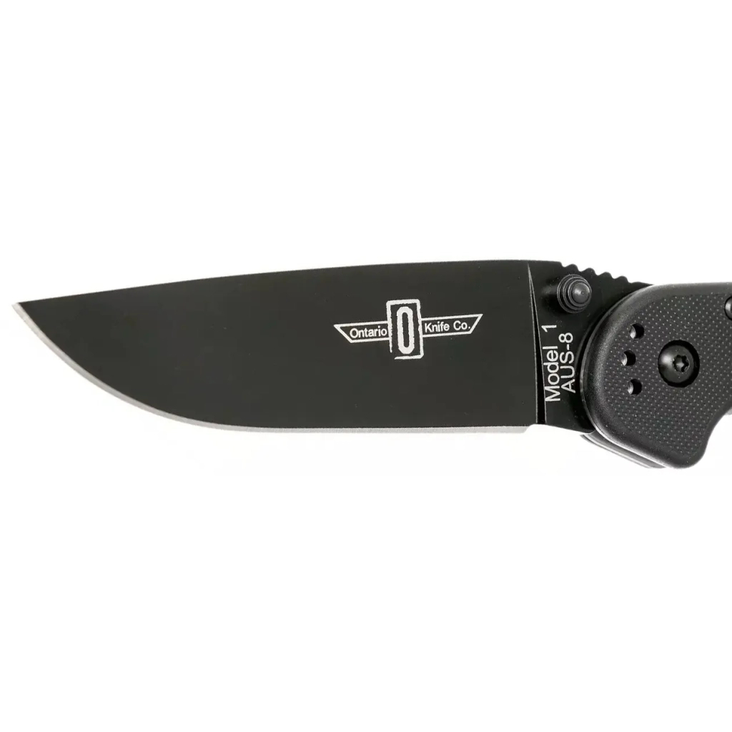 Ніж Ontario Knife RAT I AUS-8 Black, Black Blade (ON8846) - зображення 3