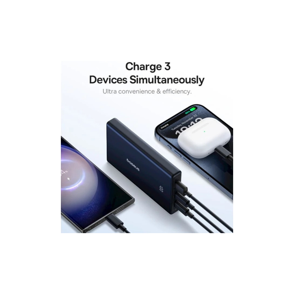 Батарея універсальна Baseus 10000mAh PicoGo 20W PD, QC, USB-A, 2*USB-C, Black (P10076801123-00) - зображення 9