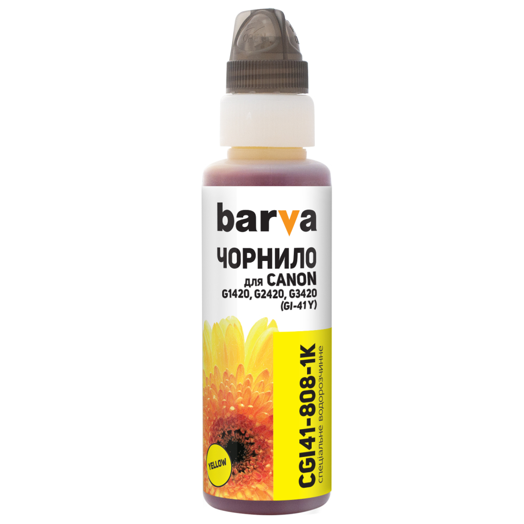 Чорнило Barva Canon GI-41 100 мл, yellow, флакон OneKey 1K (CGI41-808-1K) - изображение 1