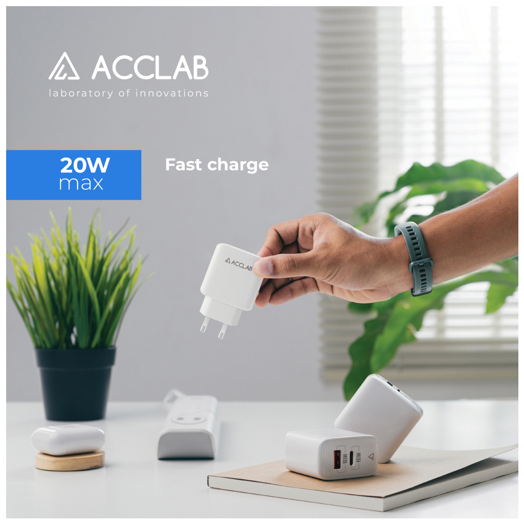 Зарядний пристрій ACCLAB AL-TC220 (1xUSB, 1xType-C) (1283126556494) - зображення 6
