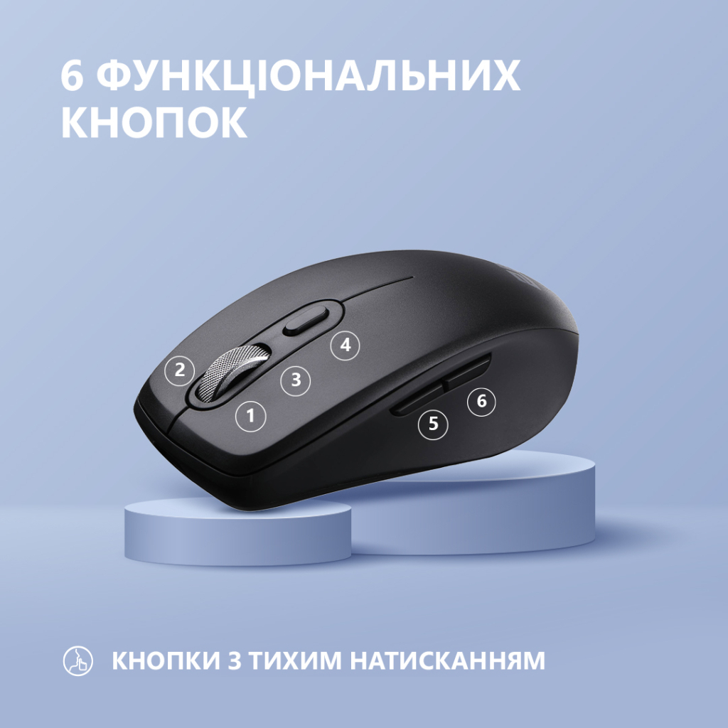 Мишка 2E MF225 Silent Wireless/Bluetooth Black (2E-MF225WBK) - зображення 4