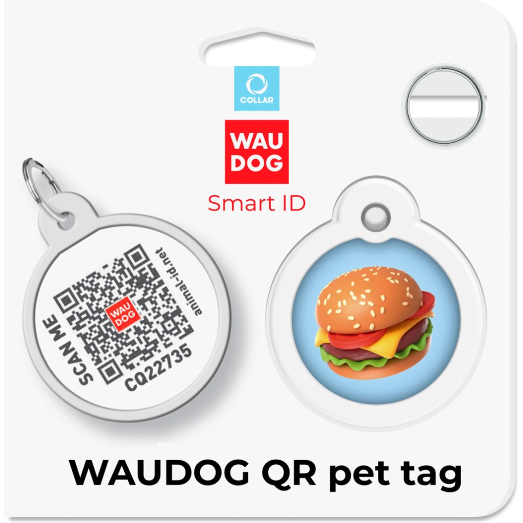 Адресник для тварин WAUDOG Smart ID з QR паспортом "Гамбургер", коло 25 мм (225-4037) - изображение 5