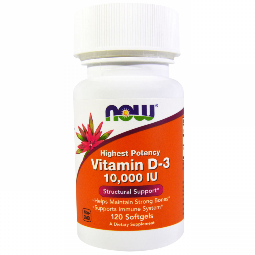 Вітамін Now Foods Вітамін D-3 10000IU, 120 желатинових капсул (NOW-00376) - зображення 1
