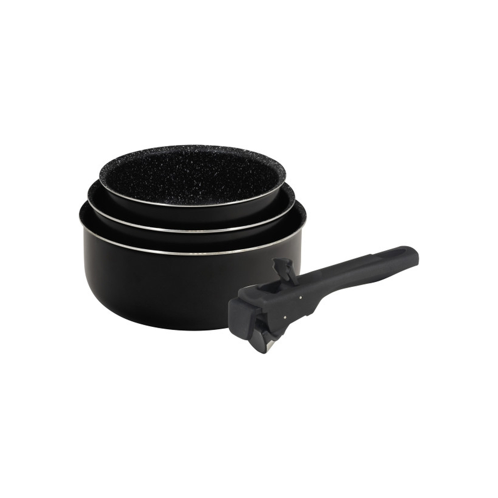 Ківш Bergner Click & cook black, набір зі знімною ручкою 16/18/20 см, 4 предмети (BG-31602-BK) - зображення 1