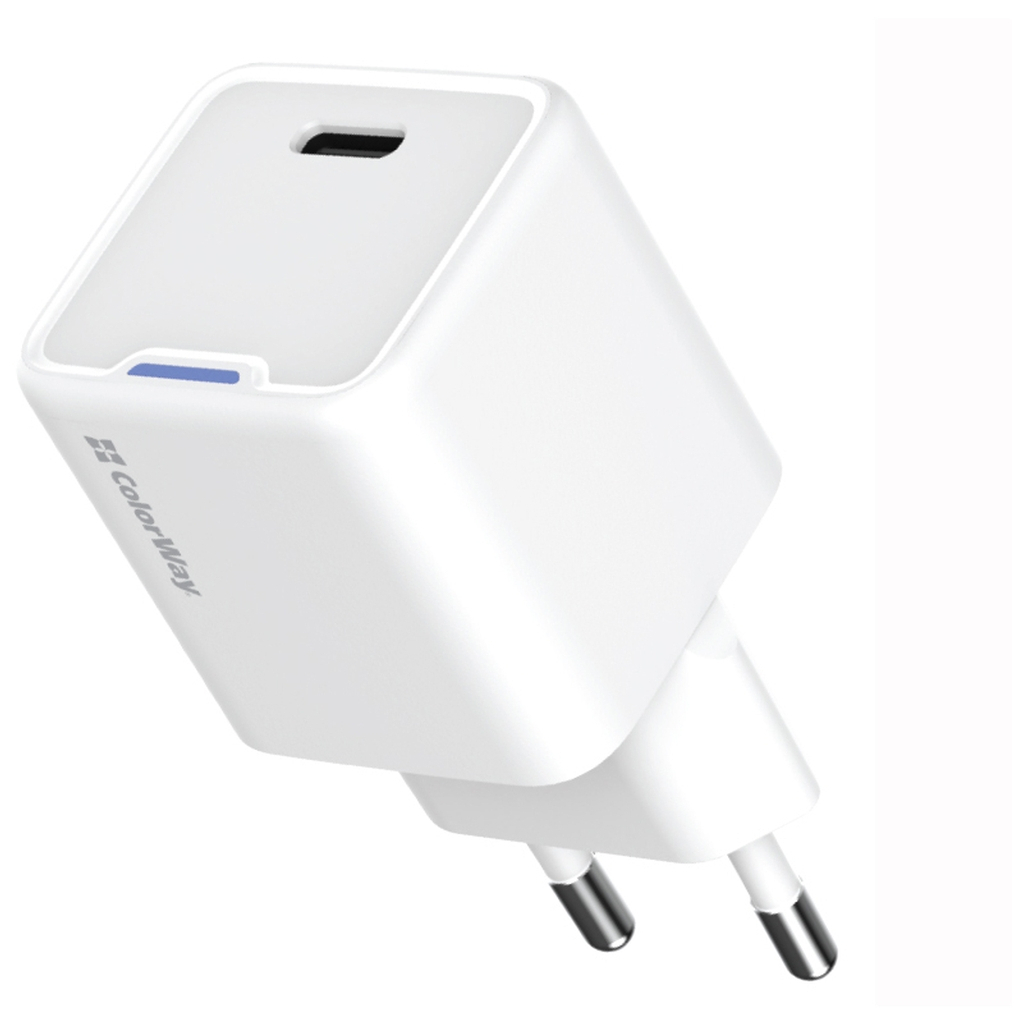 Зарядний пристрій ColorWay C101C GaN Mini 20W PD PPS USB-C white (CW-CHS059PD-WT) - изображение 1