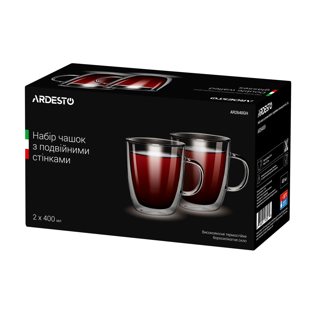 Набір чашок Ardesto 400 мл H 11,2 см 2 шт (AR2640GH) - зображення 2