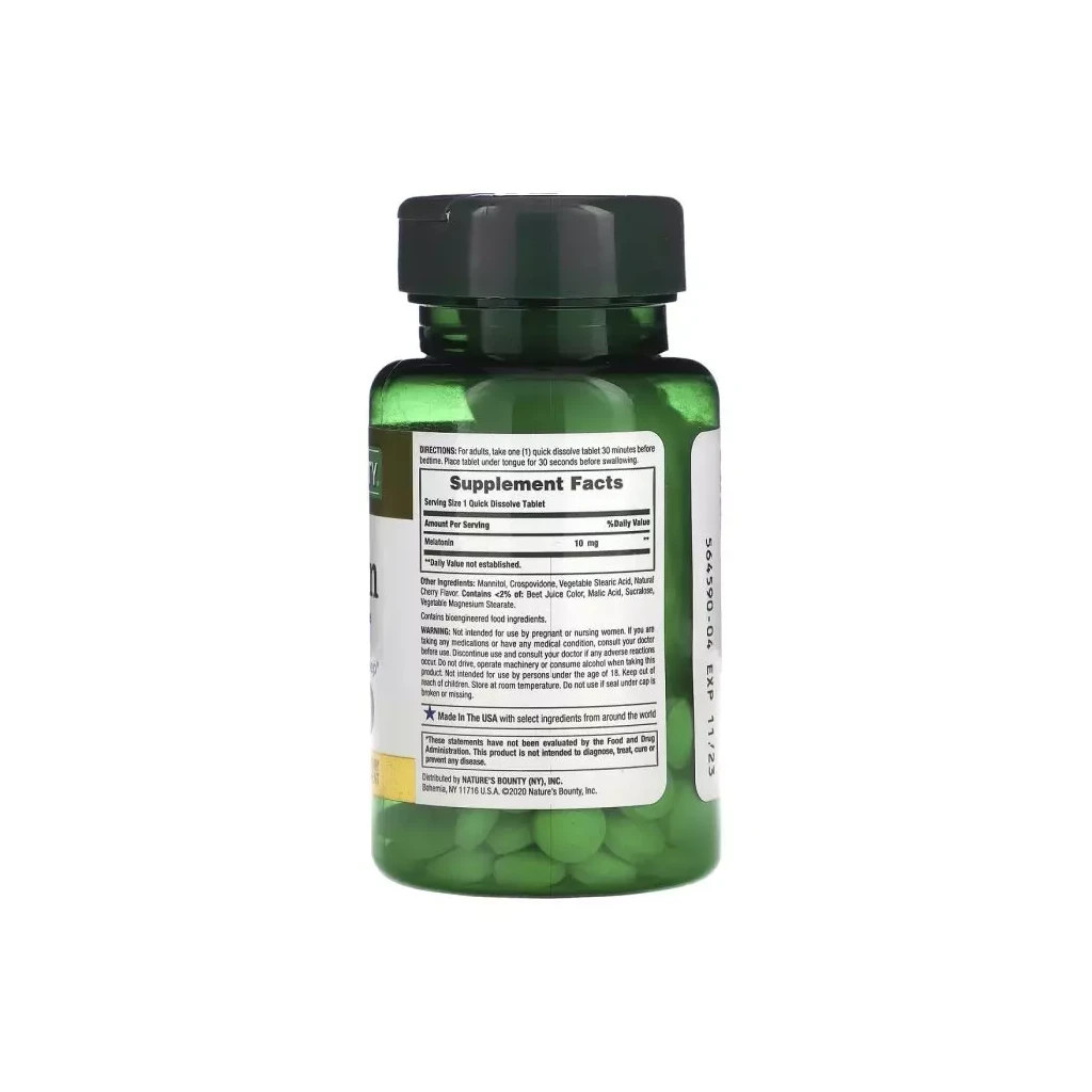 Амінокислота Nature's Bounty Мелатонін швидко розчинний, 10 мг, смак вишні (NRT-52802) - зображення 2