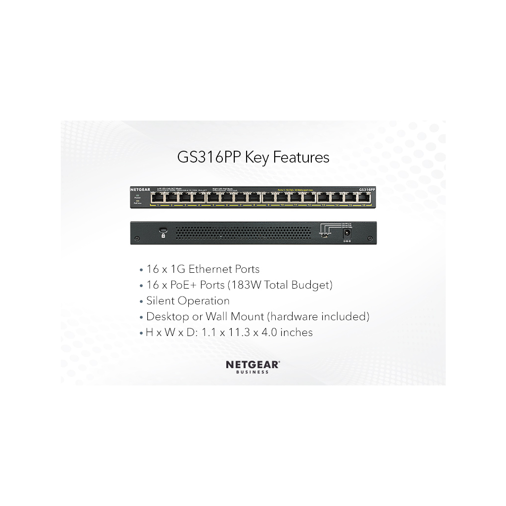 Комутатор мережевий Netgear GS316PP-100EUS - зображення 3