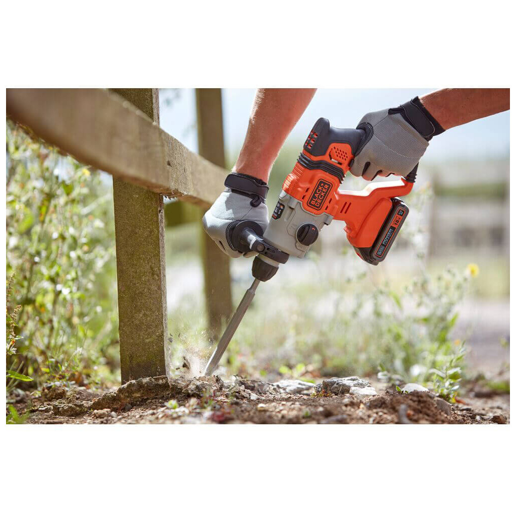 Перфоратор Black&Decker SDS-Plus,18 В, 1.2 Дж, 3 режими, 2.6 кг (без АКБ та ЗУ) (BCD900B) - зображення 6