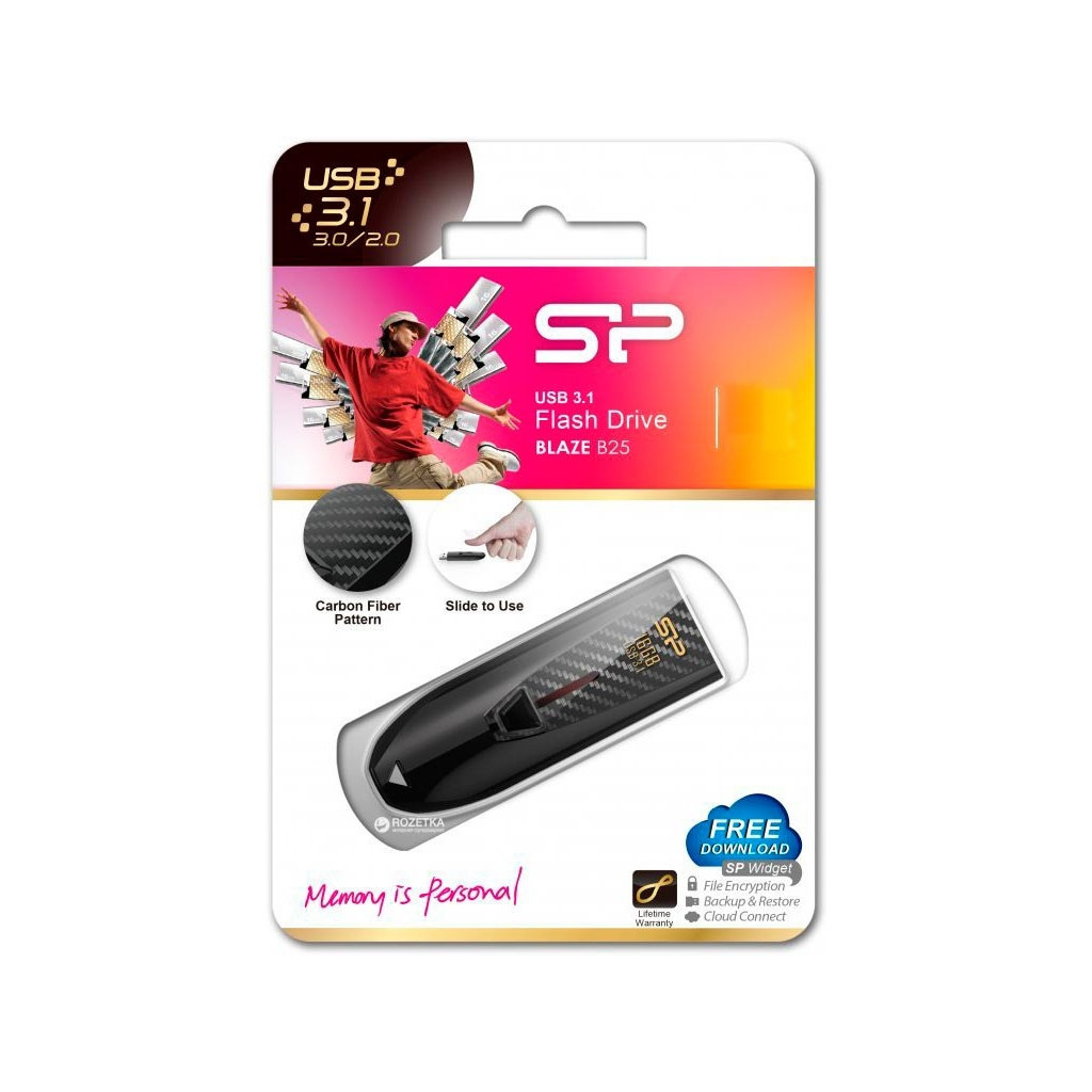 USB флеш накопичувач Silicon Power 256GB Blaze B25 Black USB 3.0 (SP256GBUF3B25V1K) - зображення 3