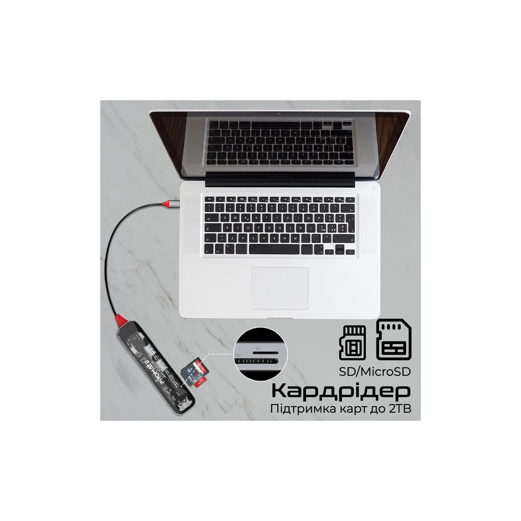 Концентратор Promate USB-C 7-in-1 Promate transhub-lite (transhub-lite) - изображение 6