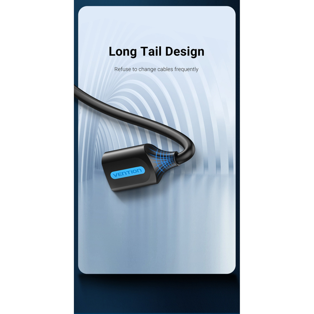 Дата кабель USB 2.0 AM/AF 1.5m black Vention (CBIBG) - зображення 8