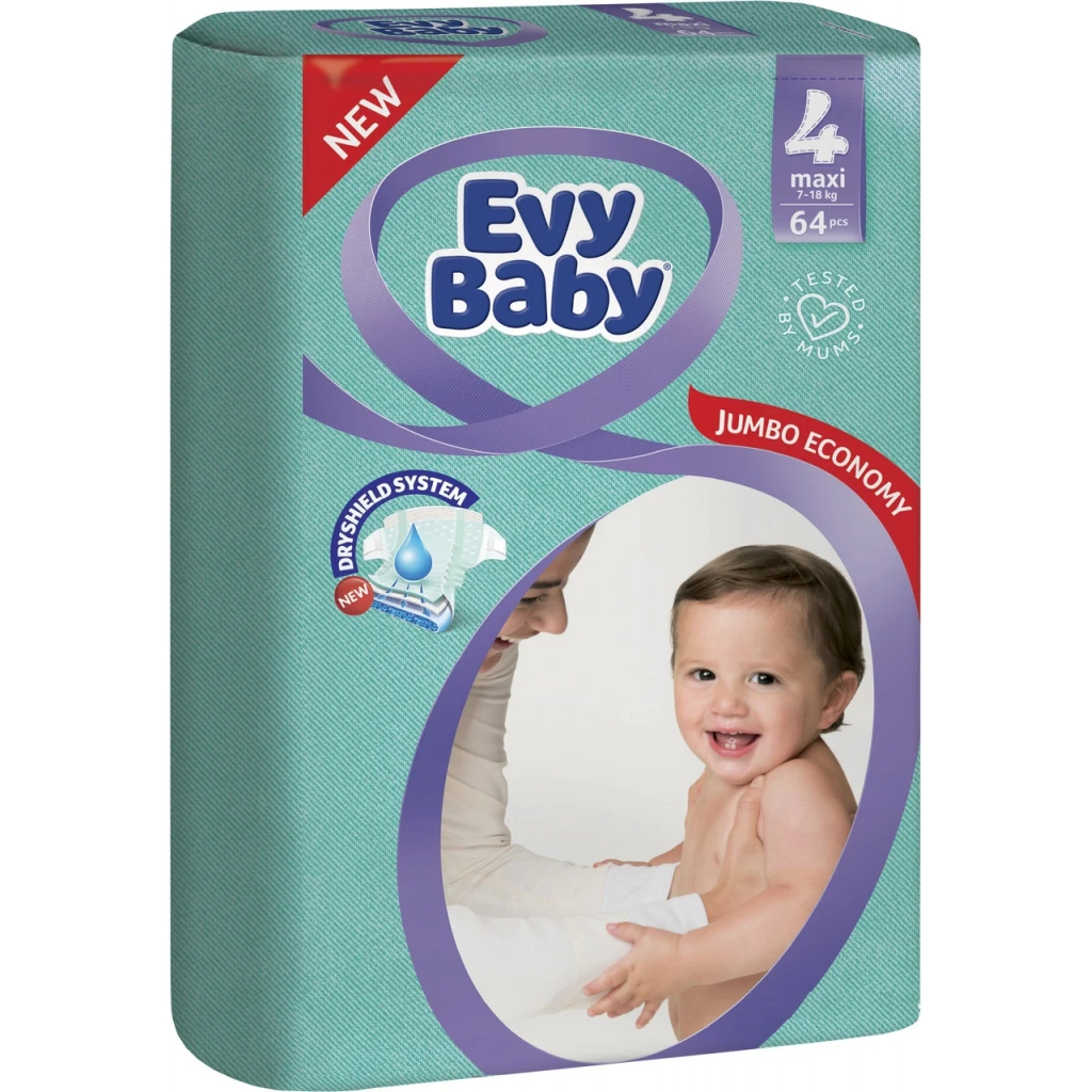 Підгузки Evy Baby Maxi Розмір 4 (7-18 кг) 64 шт. (8690506474324) - зображення 1