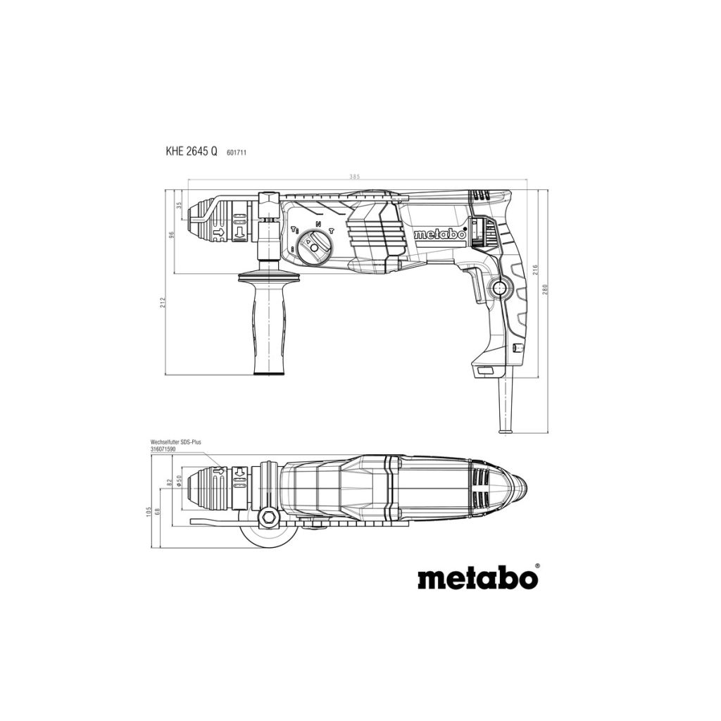 Перфоратор Metabo KHE 2645 Q SDS-plus, 850Вт, 2.9Дж, 3.1кг (601711500) - зображення 4
