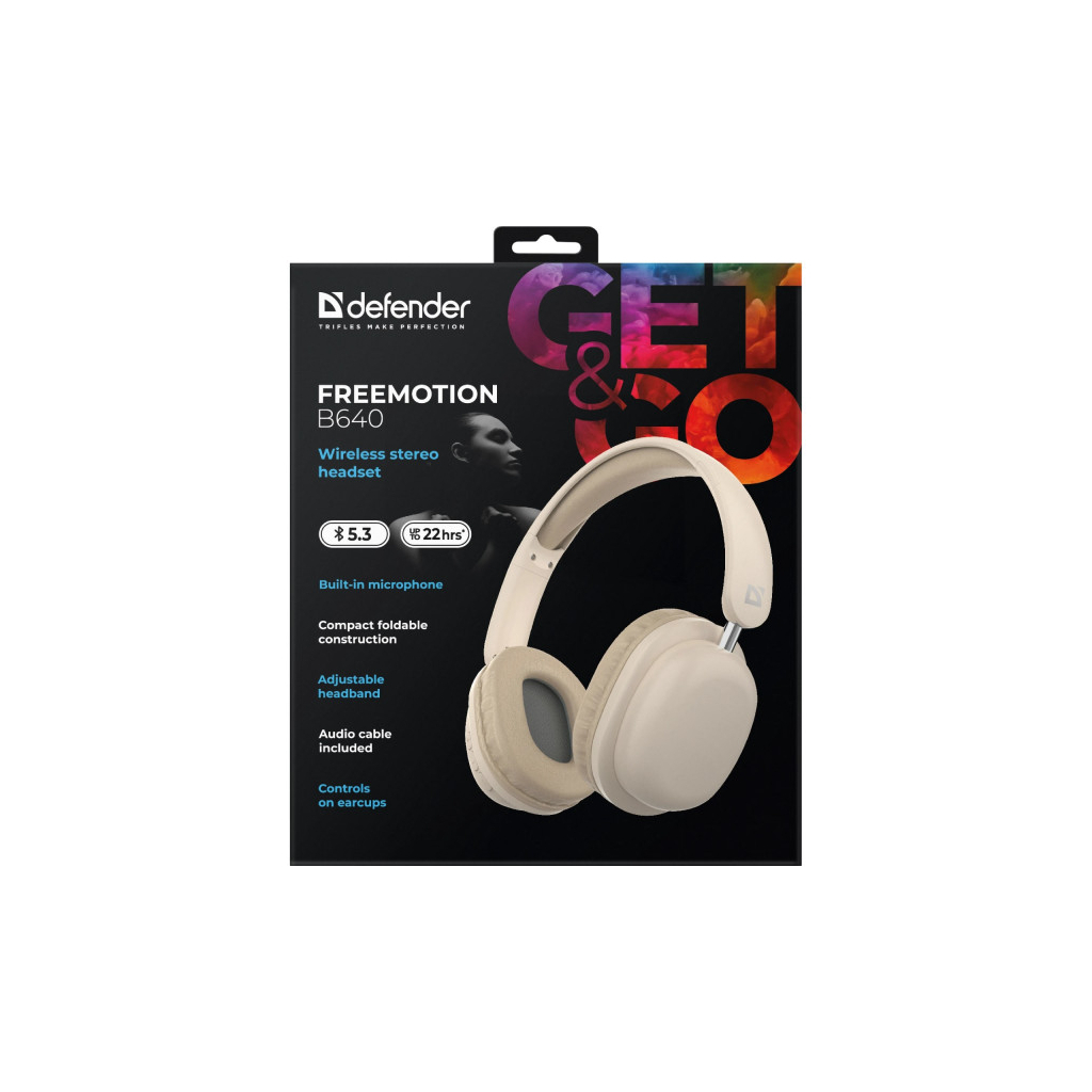 Навушники Defender FreeMotion B640 Bluetooth Beige (63642) - зображення 5