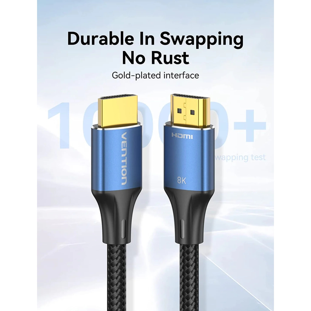 Кабель мультимедійний HDMI M to HDMI M 1.5m 8K cotton braided blue VENTION (ALGLG) - picture 3