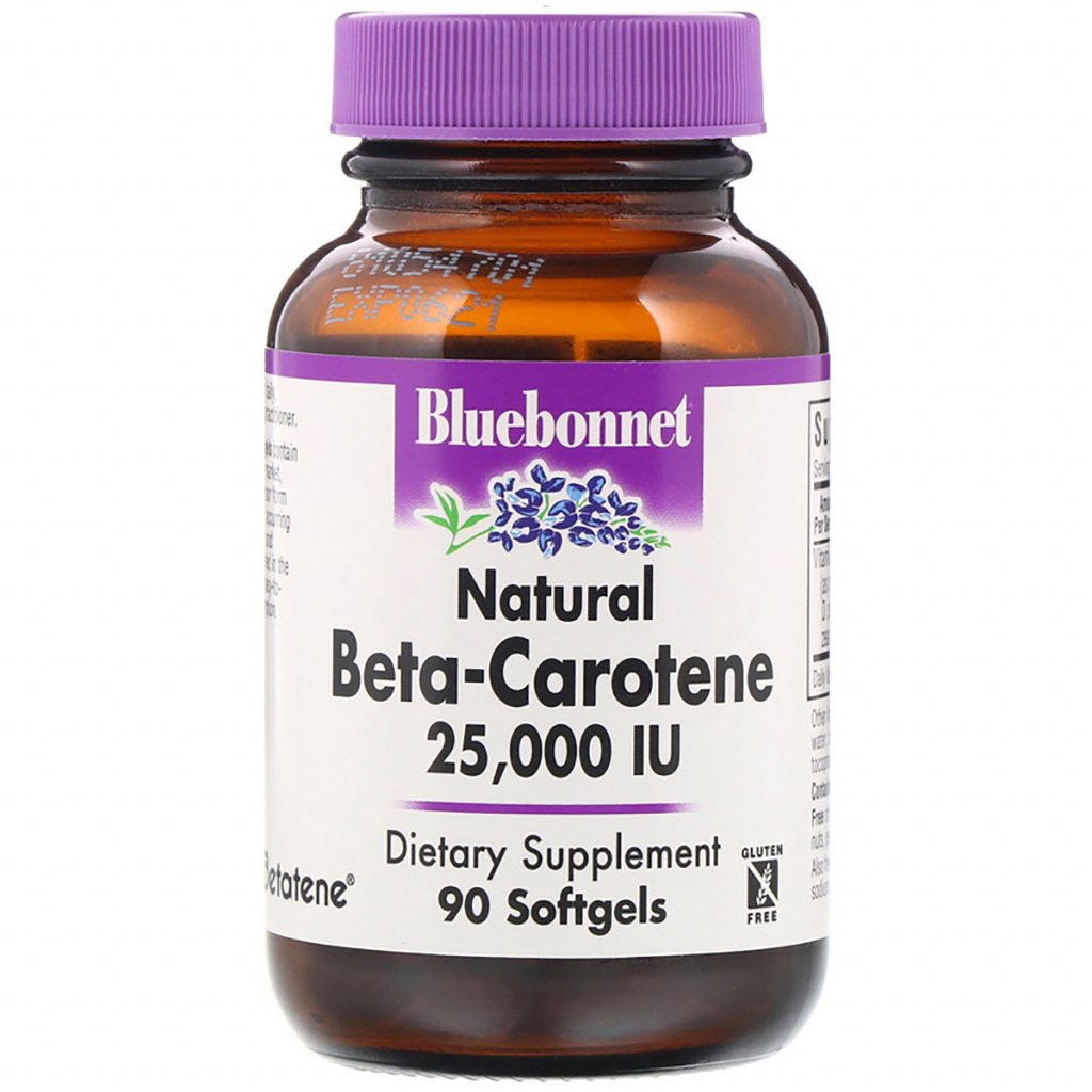 Вітамін Bluebonnet Nutrition Натуральний бета-каротин, Beta Carotene 25,000МЕ, 90 гелевих (BLB-00316) - зображення 1