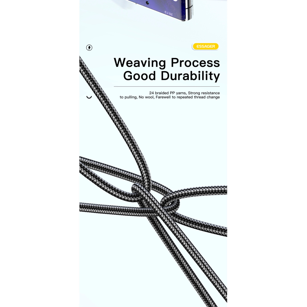 Дата кабель USB 2.0 AM to USB-C 1.0m 100W black Essager (EXCWT7A-CG01-P) - picture 8