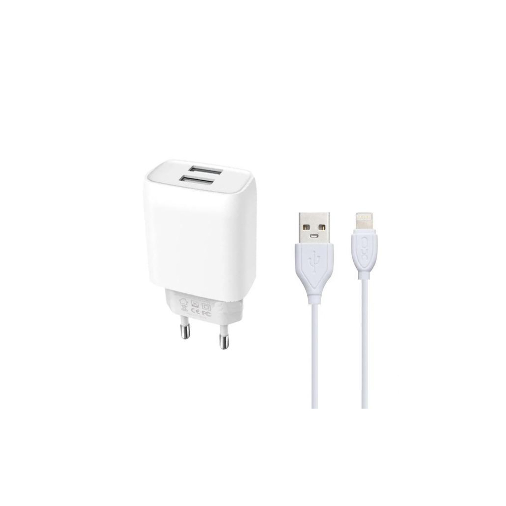 Зарядний пристрій XO L57 2.4A/2USB + lightning (XO-L57-LGHT) - зображення 1