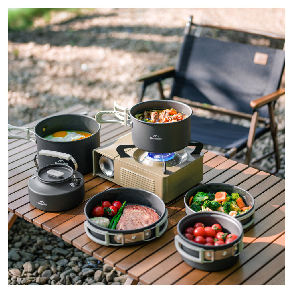 Набір туристичного посуду Naturehike CNK2450CF010, 2 каструлі 1л, 1.7л, сковорідка (6976507663335) - зображення 4