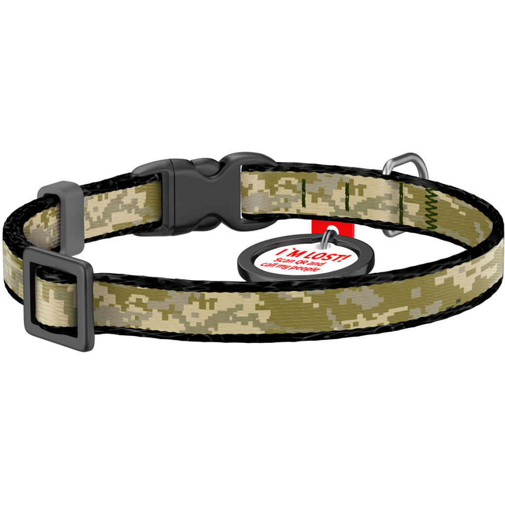 Нашийник для тварин WAUDOG Nylon c QR-паспортом "Мілітарі" для котів та дрібних порід собак XS (278-4026) - зображення 2