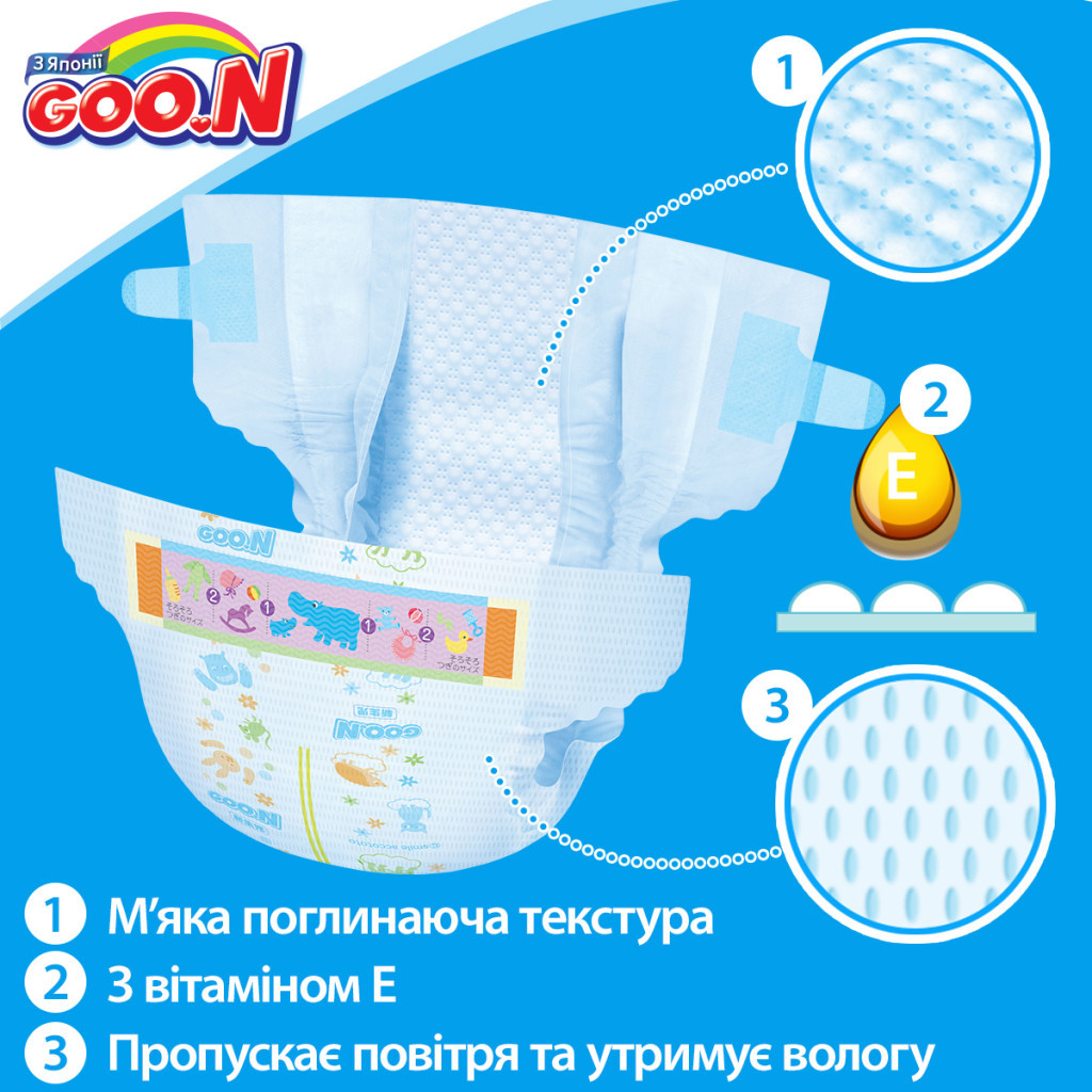 Підгузки GOO.N для дітей 4-8 кг розмір S на липучках 84 шт. (843153) - зображення 4
