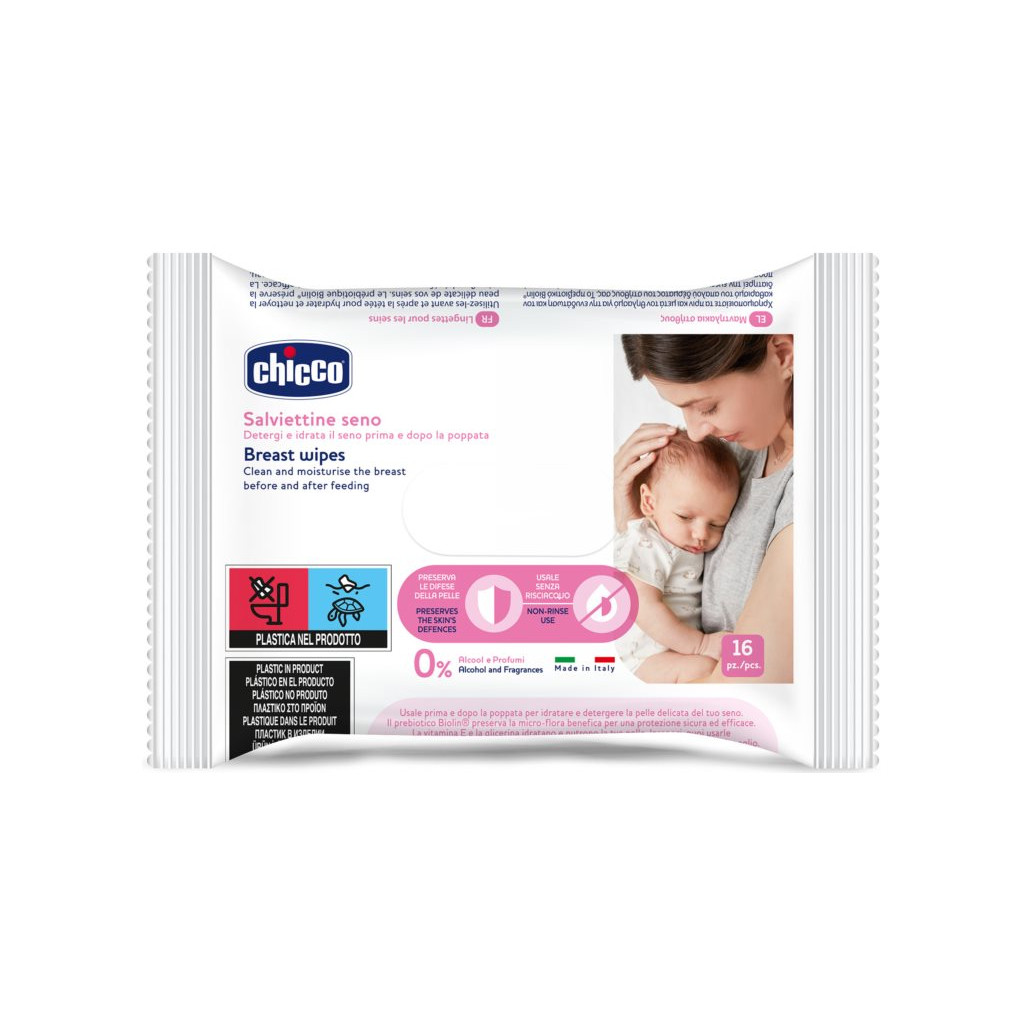 Косметика для мам Chicco очищаючі серветки для грудей 16 шт (09165.00) - изображение 1