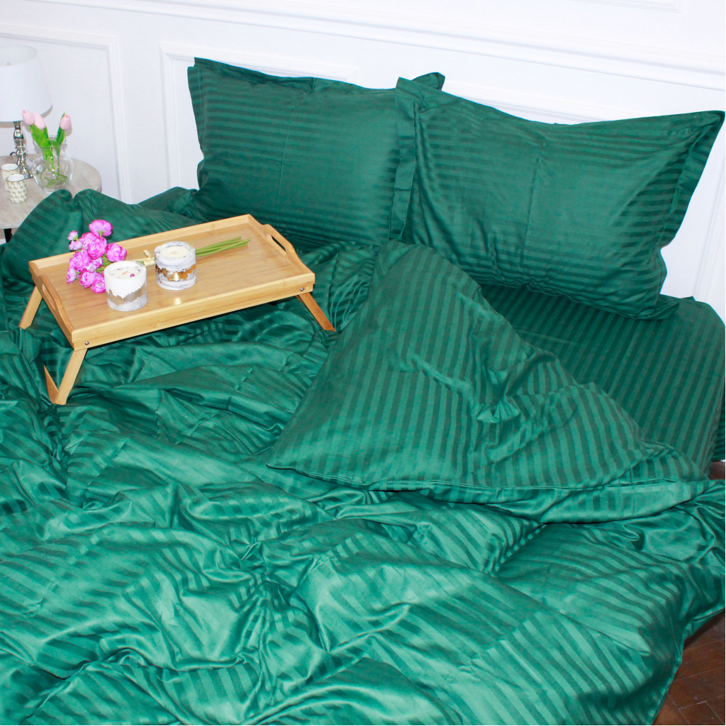 Постільна білизна MirSon Satin Stripe 30-0017 Green 160х220 Полуторна Євро (2200005254073) - зображення 3