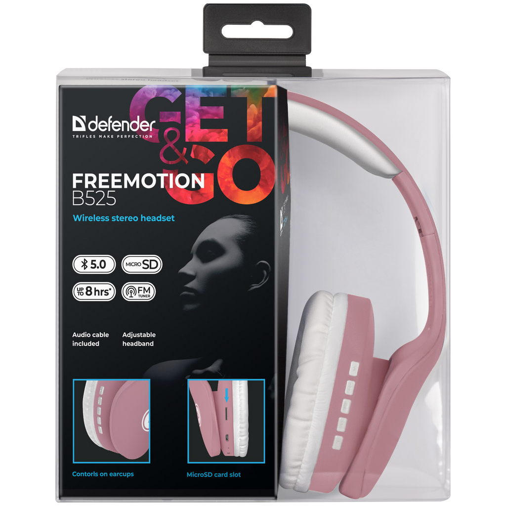Навушники Defender FreeMotion B525 Bluetooth Pink-White (63528) - зображення 6