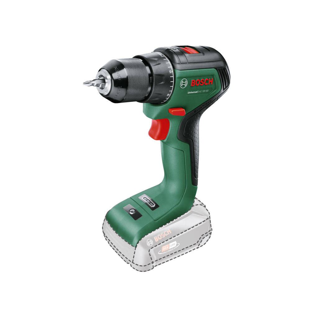 Шуруповерт Bosch UniversalDrill 18V-60, 18V, 60Нм, 0-500-0-1900об/хв (без АКБ та ЗП) (0.603.9D7.000) - зображення 1