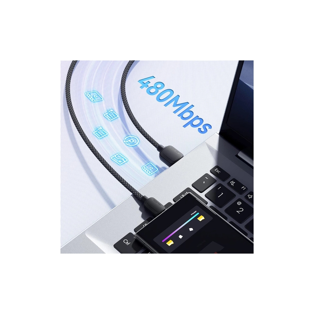 Дата кабель USB 2.0 AM to USB-C 1.0m 100W white Essager (EXC7A-WL02-P) - зображення 3