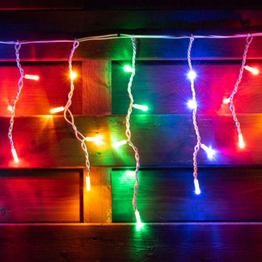 Гірлянда Novogod`ko вулична Бахрома, 80 LED, IP65, різнокольорова, білий провід, 5,5 м (801195) - зображення 1