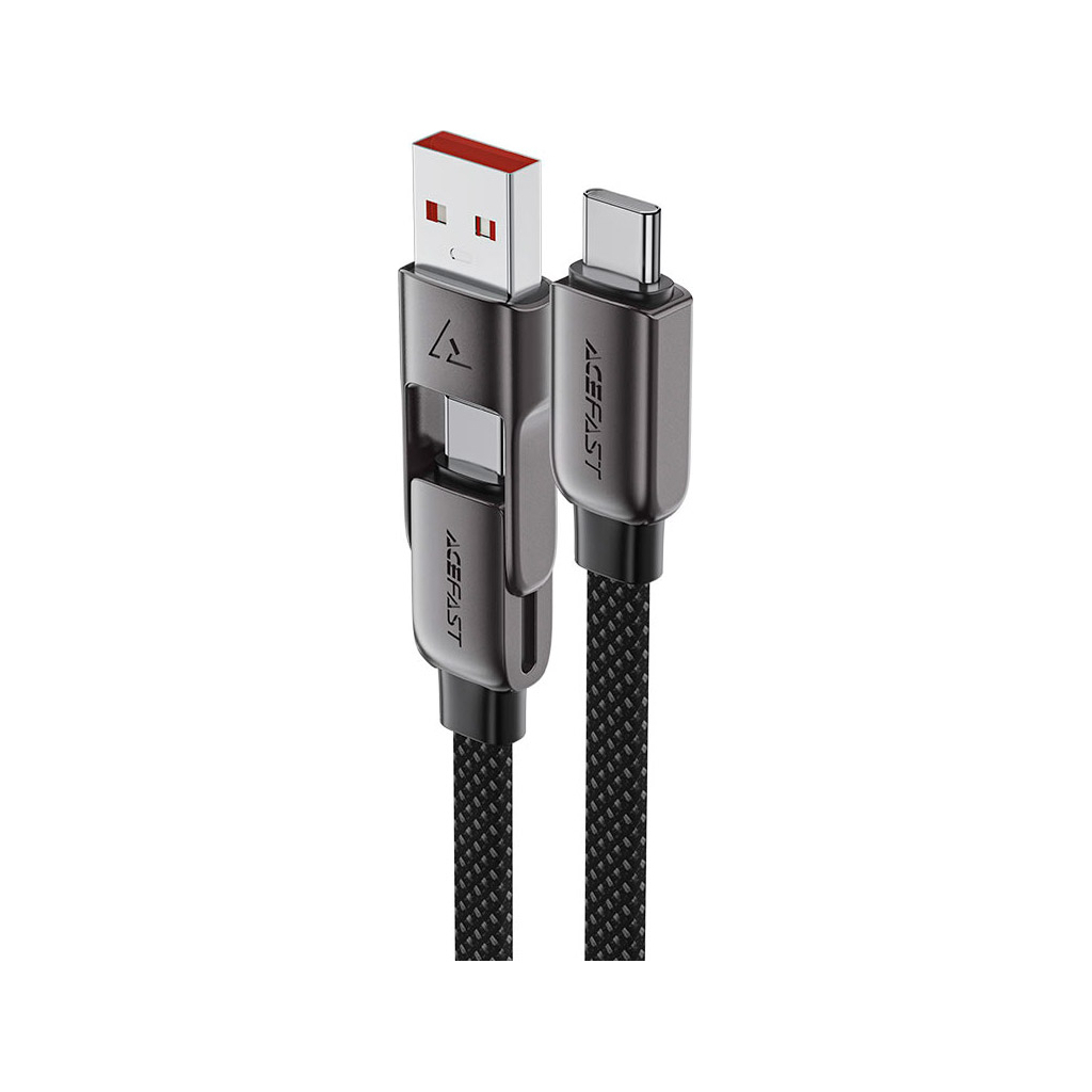 Дата кабель USB-C + USB-A to USB-C 1.2m 3.0A zink alloy C13-04 Black Acefast (6974316282334) - зображення 3