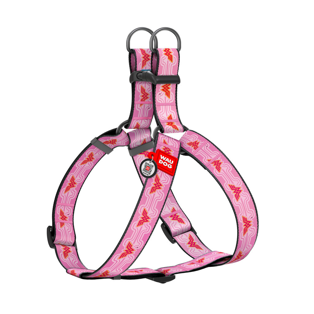 Шлея для собак WAUDOG Nylon з QR паспортом "Чудо-жінка 1" пластиковий фастекс XL (324-2015) - зображення 1
