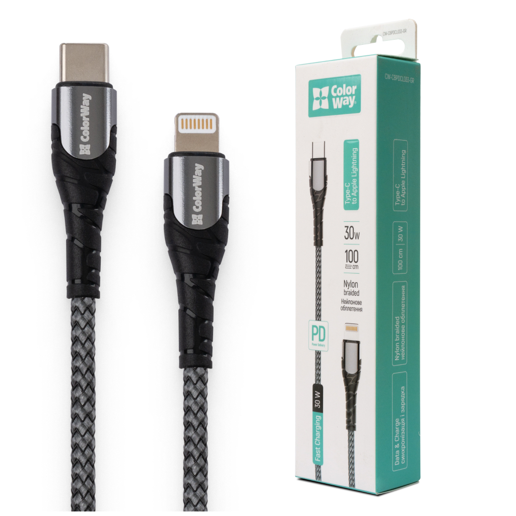 Дата кабель USB-C to Lightning 1.0m ColorWay (CW-CBPDCL033-GR) - picture 11