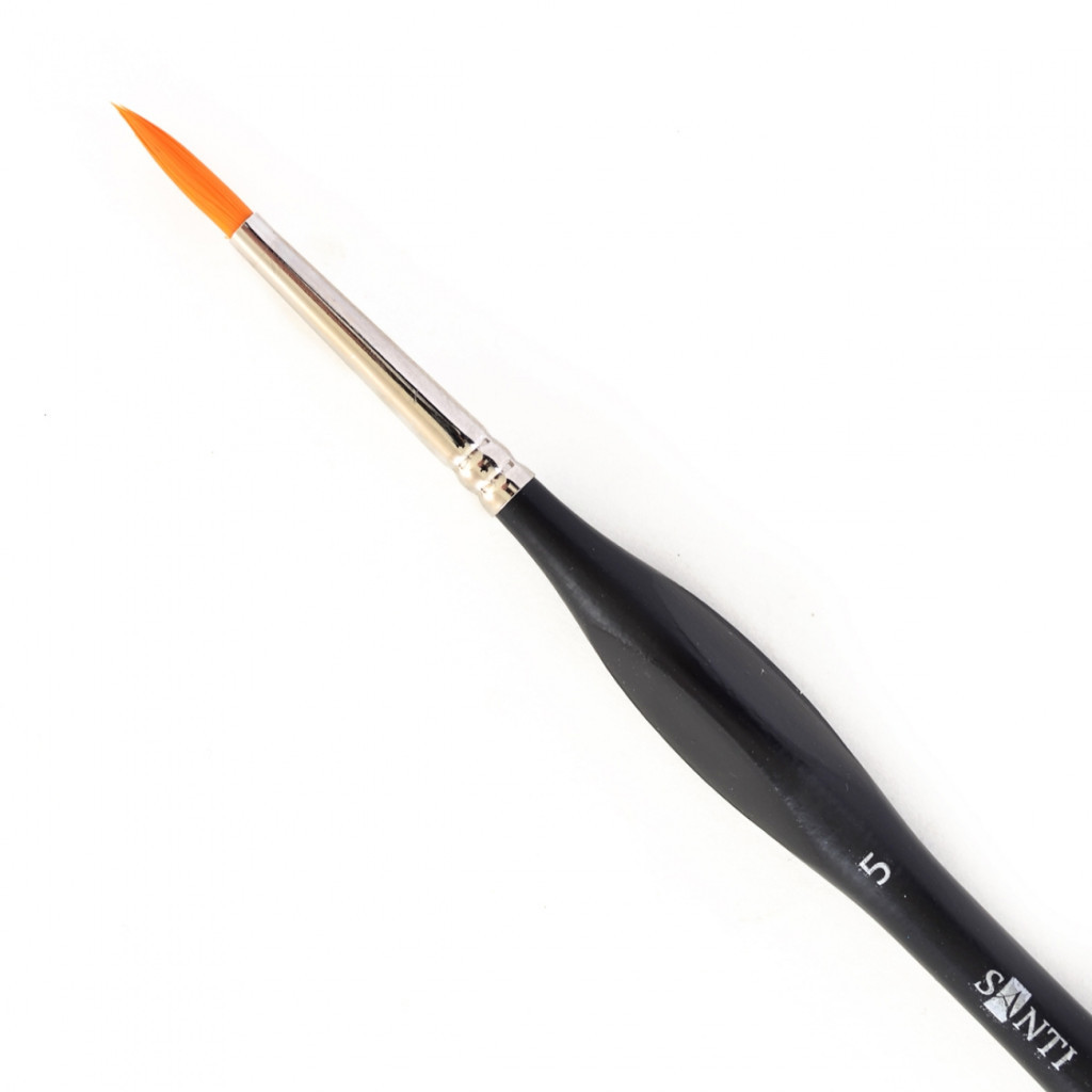 Пензлик для малювання Santi синтетика Sensation, коротка вигнута ручка, лайнер, №5 (310778) - зображення 2