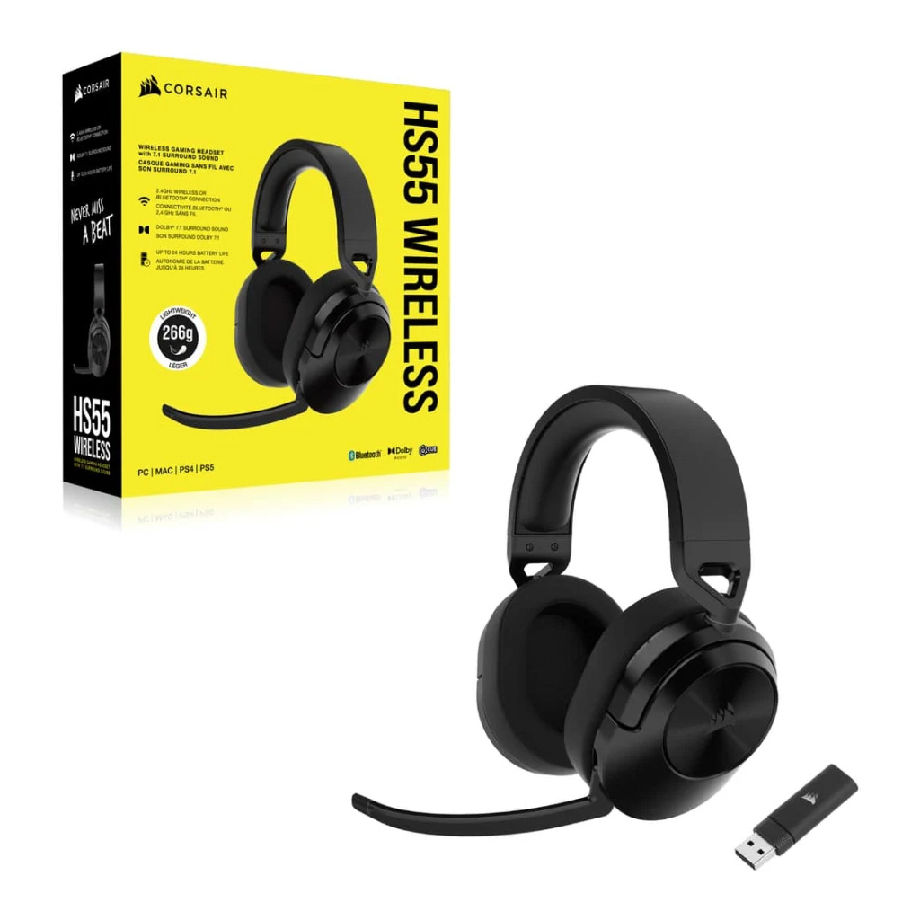 Навушники Corsair HS55 Wireless Gaming Dolby 7.1 Carbon (CA-9011280-EU) - зображення 5