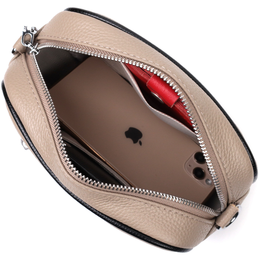 Сумка Vintage Жіноча вечірня на ланцюжку з натуральної шкіри Бежева (22381) - зображення 7