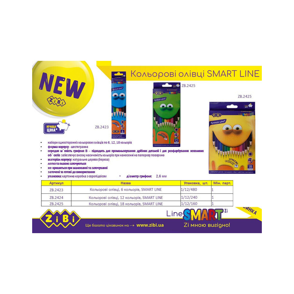 Олівці кольорові ZiBi Smart line 18 кольорів (ZB.2425) - зображення 2