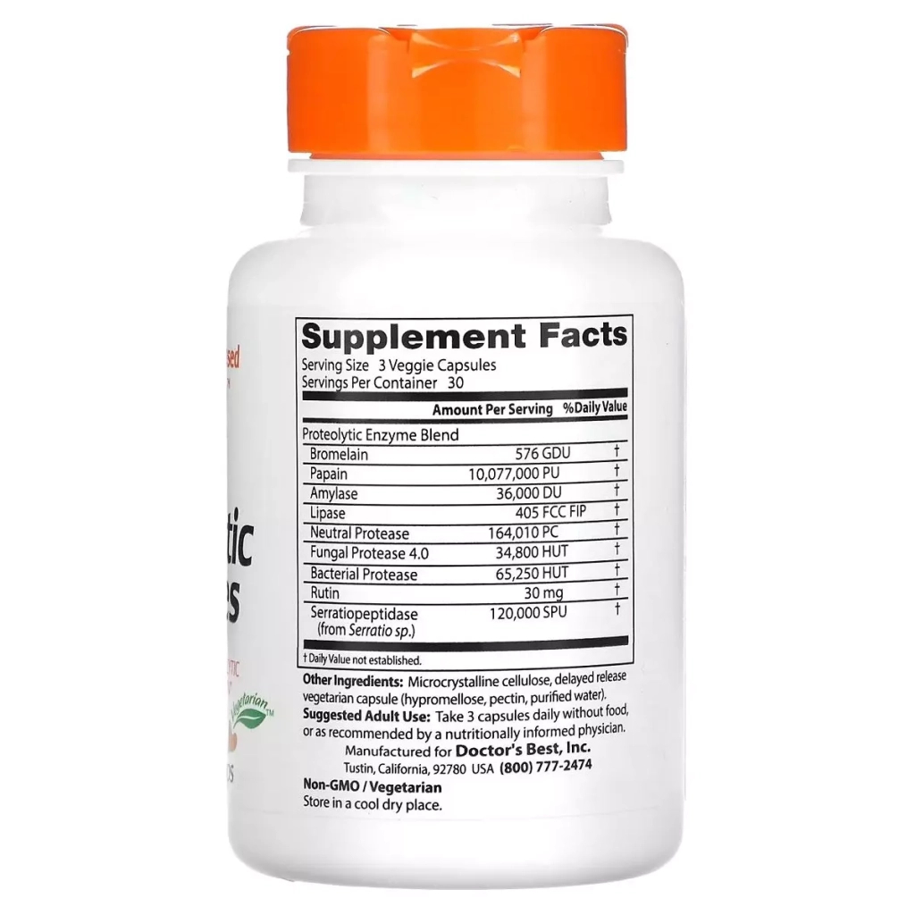 Пробіотики Doctor's Best Ферменти протеолітичні відстроченого вивільнення (DRB-00184) - зображення 2