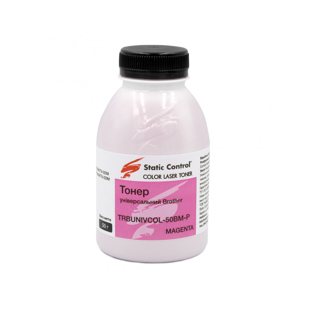 Тонер Brother 50г magenta, фасовка Static Control (TRBUNIVCOL-50BM-P) - изображение 1
