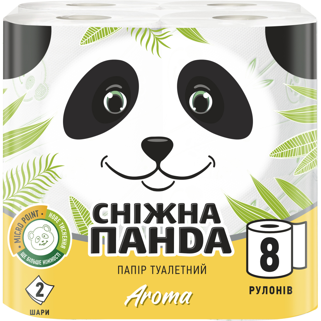 Туалетний папір Сніжна Панда Aroma 2 шари 8 рулонів (4823019008333) - зображення 1
