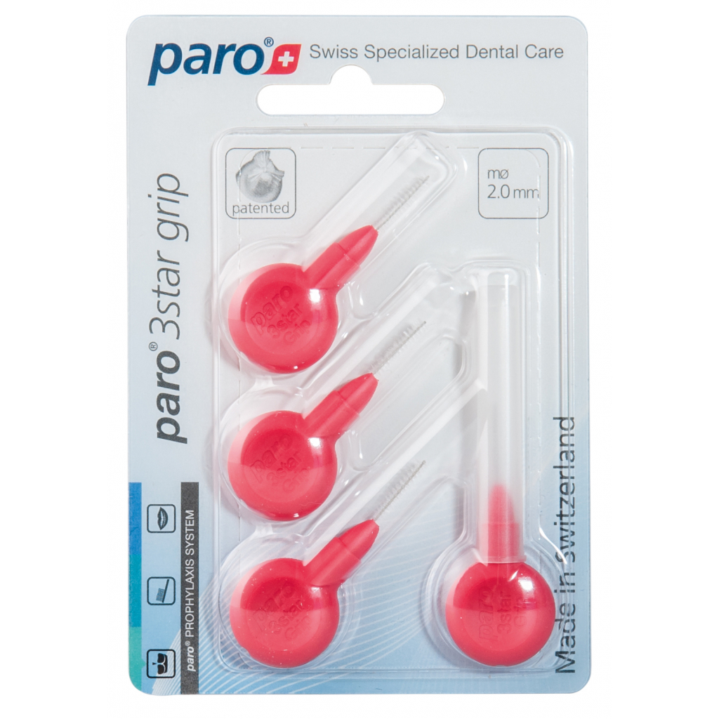 Щітки для міжзубних проміжків Paro Swiss 3star grip xxx-тонкі 2 мм 4 шт. (7610458010914) - изображение 2