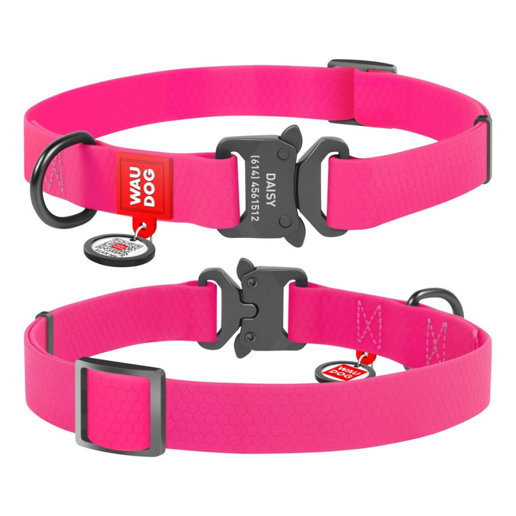Нашийник для тварин WAUDOG Waterproof з QR паспортом XL Ш 25 мм Д 35-58 см(рожевий) (27847) - зображення 4