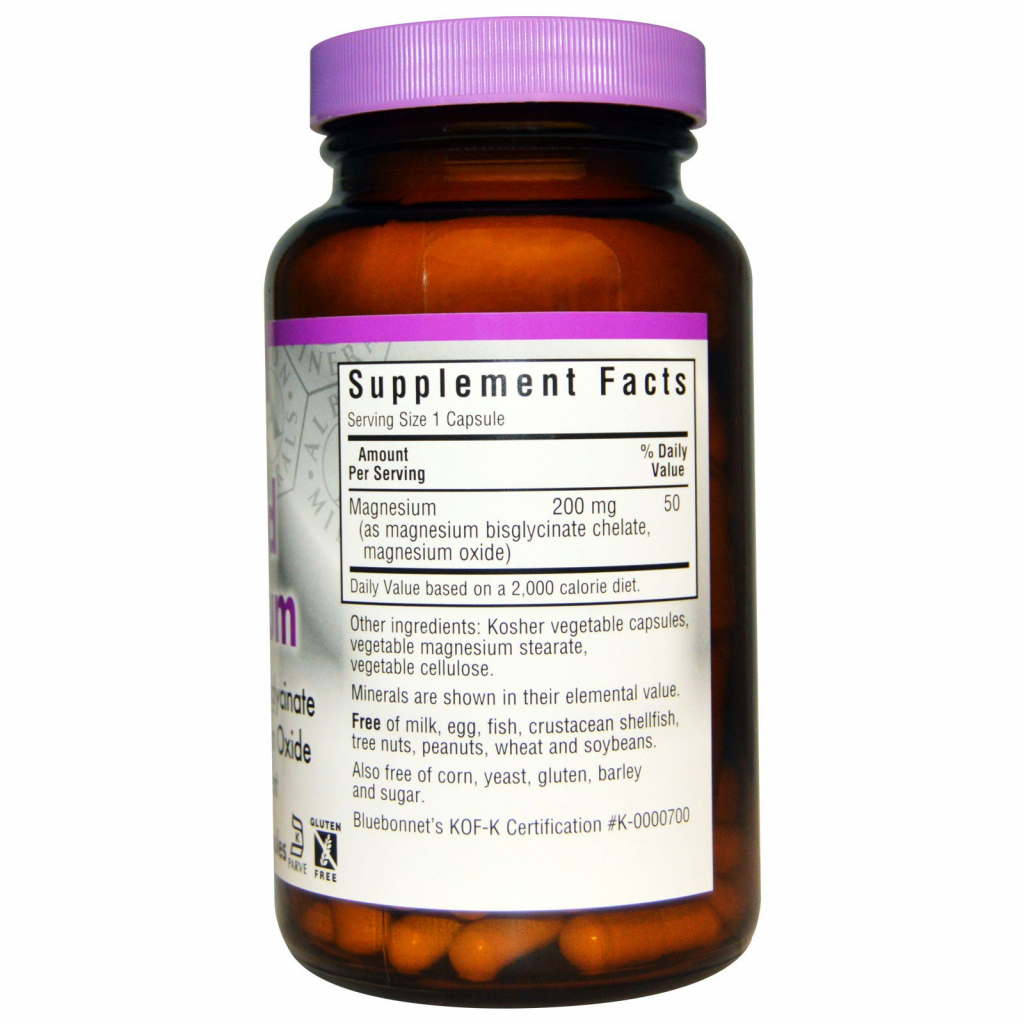 Мінерали Bluebonnet Nutrition Хелатний Буферний Магній 200мг, Albion, 120 гелевих капсул (BLB-00673) - зображення 2