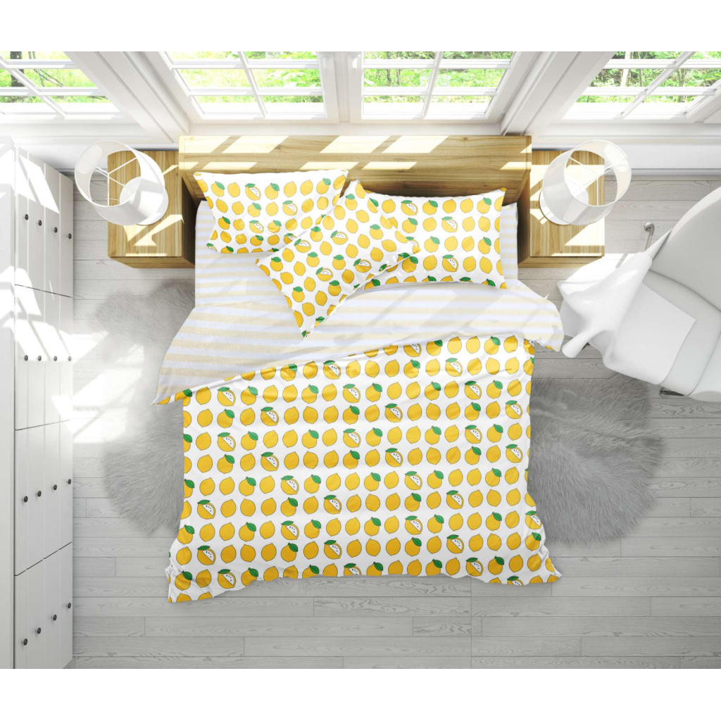 Постільна білизна MirSon Бязь 17-0531 Striped Lemon Сімейна (2200003678598) - зображення 1