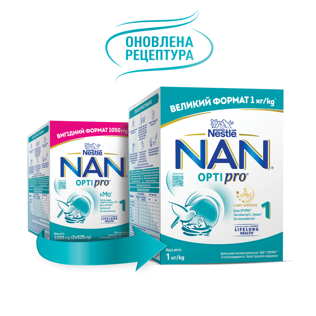 Дитяча суміш Nestle NAN 1 Optipro з 5 олігосахаридами та L. Reuteri для дітей з народження 1 кг (1000003) - изображение 2