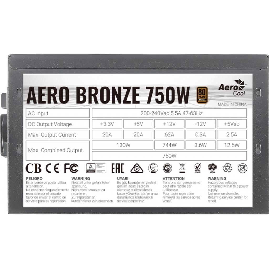 Блок живлення AeroCool 750W AERO BRONZE (AERO BRONZE 750W) - зображення 4