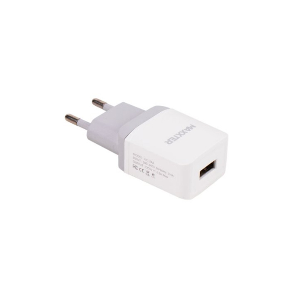 Зарядний пристрій Maxxter 1 USB, 5V/2.1A (UC-24A) - зображення 1