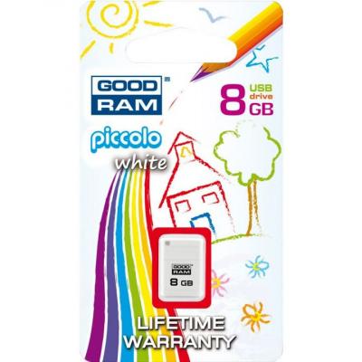 USB флеш накопичувач Goodram 8GB PICCOLO WHITE USB 2.0 (UPI2-0080W0R11) - зображення 2